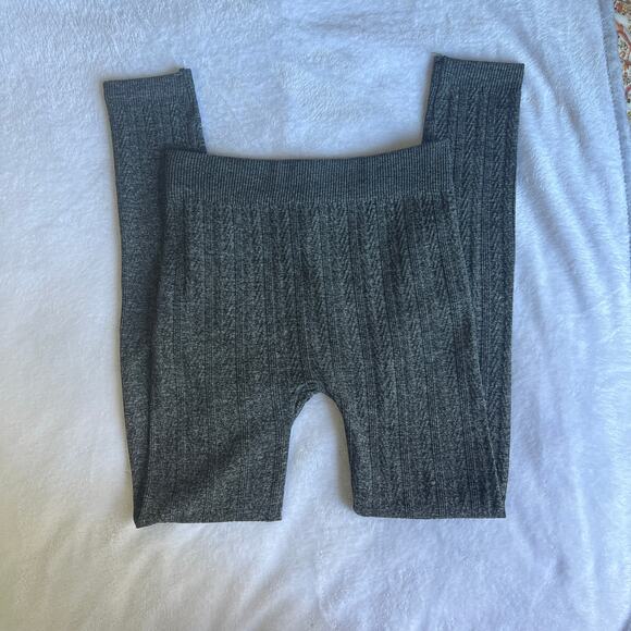 Connection 18 SIZE 1X Patterned Textured Seamless Fleece Lined Mid Rise Leggings - Picture 8 of 8